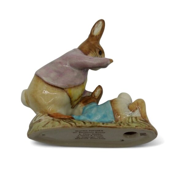 BESWICK Beatrix Potter Benjamin Bunny & Peter Rabbit Figurine England Vintage - Picture 8 of 9